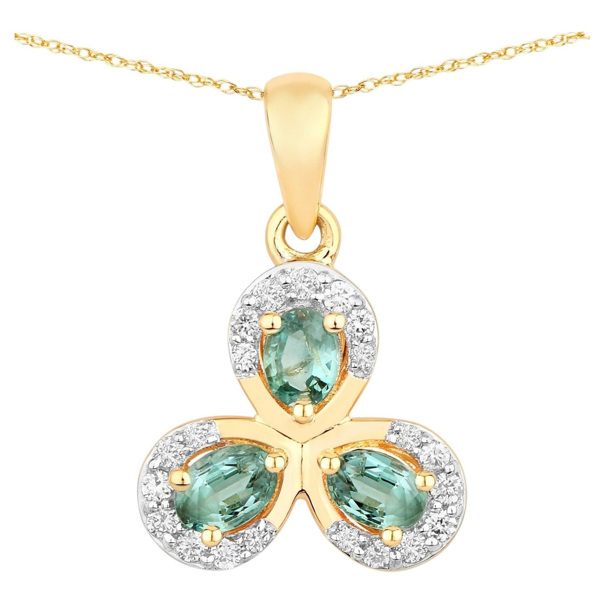 Alexandrite Flower Pendant With Diamonds 0.5 Carats 18K Yellow Gold