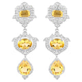Citrine Earrings With White Topaz 6.6 Carats Sterling Silver