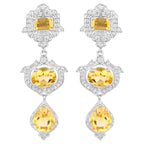 Citrine Earrings With White Topaz 6.6 Carats Sterling Silver