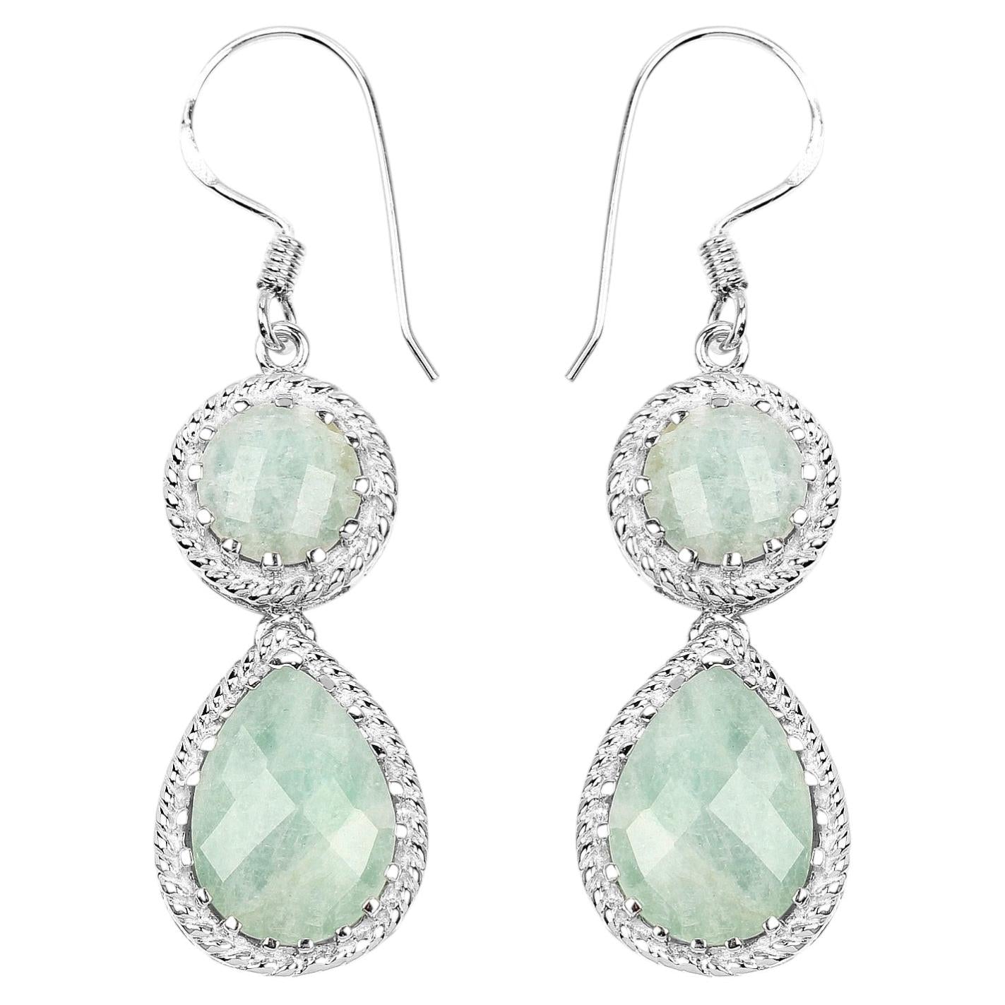 Aquamarine Earrings 11.7 Carats Sterling Silver