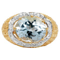 Blue Topaz Ring With White Topaz 5.24 Carats Gold Plated Silver