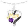 Amethyst Mom Pendant With Black Spinel 0.46 Carats Gold Plated Silver