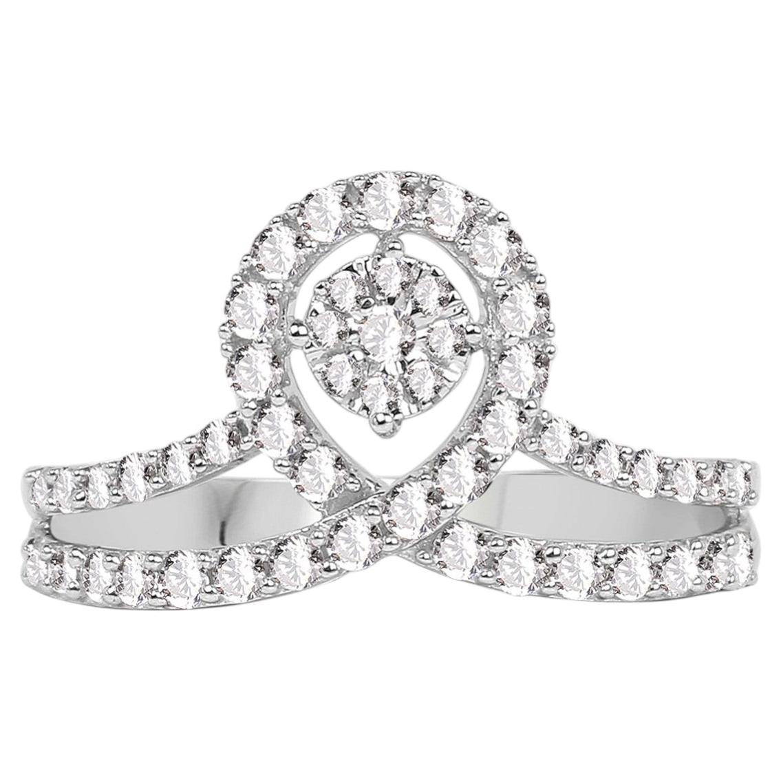 Diamond Heart Ring 0.46 Carats 14K White Gold