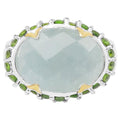 Aquamarine Ring With Chrome Diopside 9.08 Carats Sterling Silver
