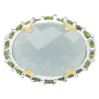 Aquamarine Ring With Chrome Diopside 9.08 Carats Sterling Silver
