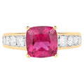Natural Rubellite Ring With Diamonds 2.6 Carats 14K Yellow Gold