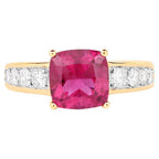 Natural Rubellite Ring With Diamonds 2.6 Carats 14K Yellow Gold
