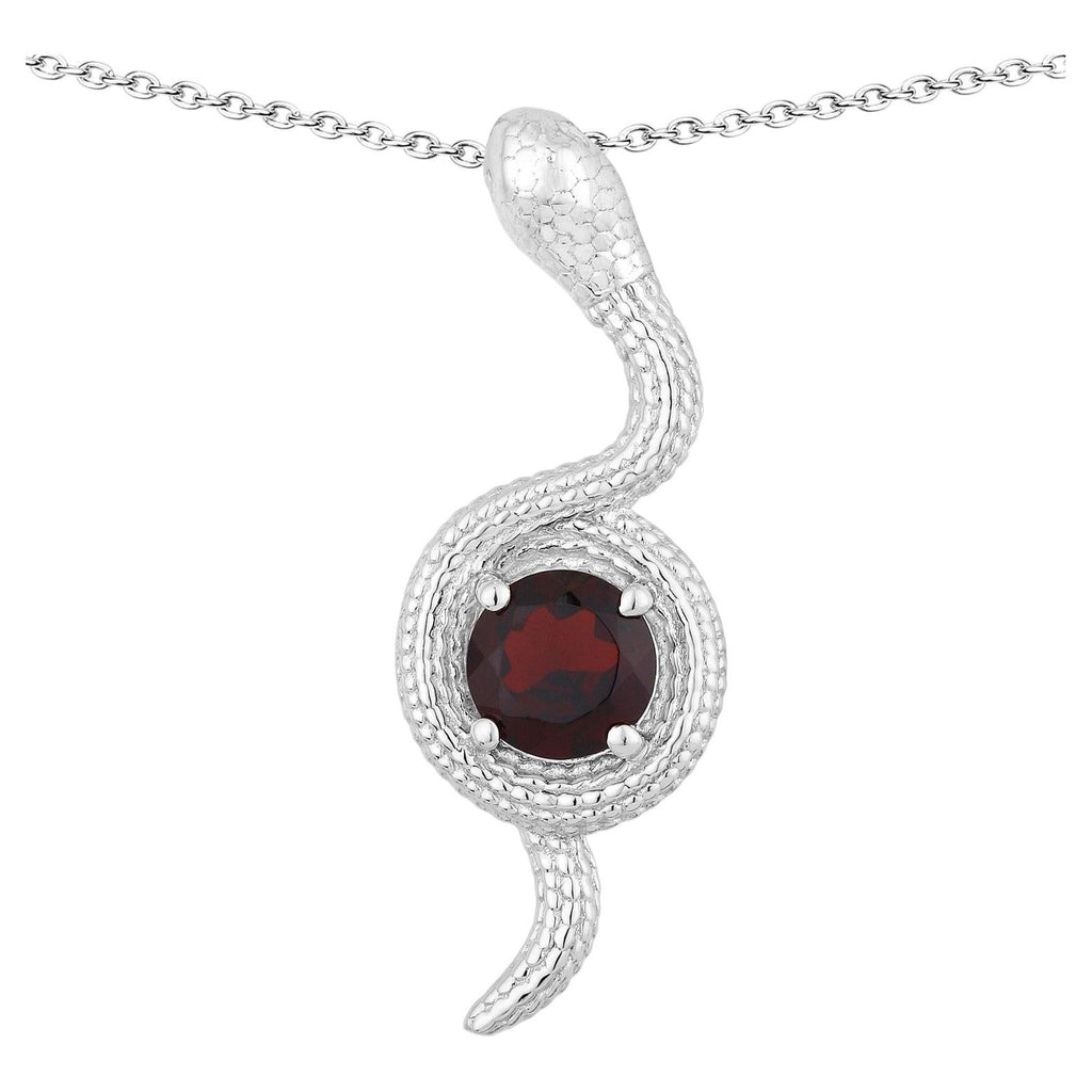 Garnet Snake Pendant 0.98 Carats Sterling Silver