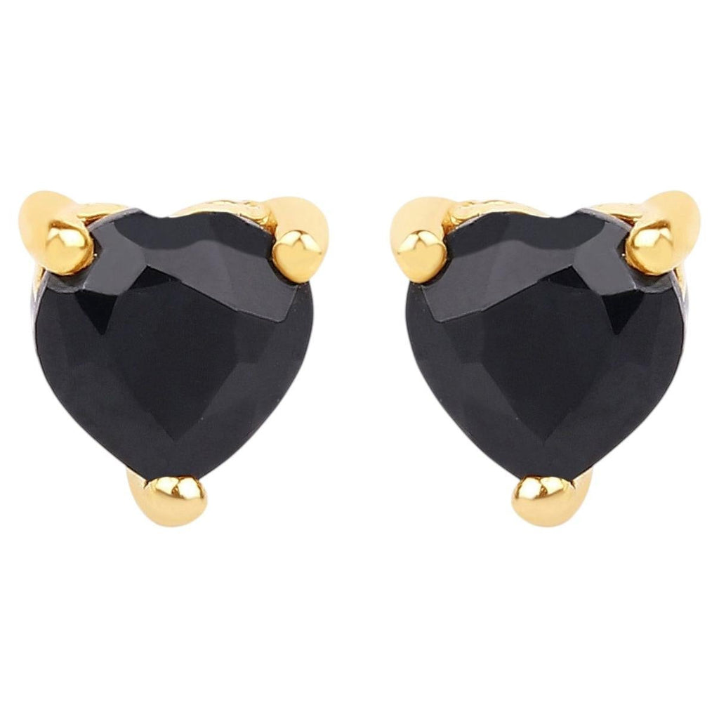 Black Sapphire Stud Earrings 0.68 Carats 14K Yellow Gold