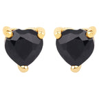 Black Sapphire Stud Earrings 0.68 Carats 14K Yellow Gold