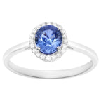Blue Sapphire Ring With Diamonds 1.24 Carats 14K White Gold