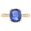 Blue Sapphire Ring With Diamonds 2.29 Carats 18K Yellow Gold