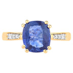 Blue Sapphire Ring With Diamonds 2.29 Carats 18K Yellow Gold