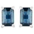 Blue Sapphire Stud Earrings 0.78 Carats 14K White Gold