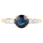 Blue Sapphire Ring With Diamonds 1.32 Carats 14K Yellow Gold