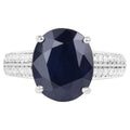 Blue Sapphire Ring With Diamonds 6.46 Carats 14K White Gold