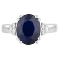Blue Sapphire Ring With Diamonds 4.46 Carats 14K White Gold