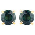 Blue Sapphire Stud Earrings 1.28 Carats 14K Yellow Gold