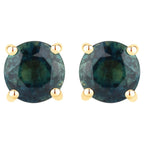 Blue Sapphire Stud Earrings 1.28 Carats 14K Yellow Gold
