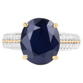 Blue Sapphire Ring With Diamonds 6.46 Carats 14K Yellow Gold