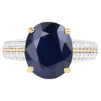 Blue Sapphire Ring With Diamonds 6.46 Carats 14K Yellow Gold