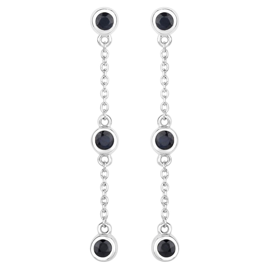 Blue Sapphire Earrings 0.64 Carats Sterling Silver