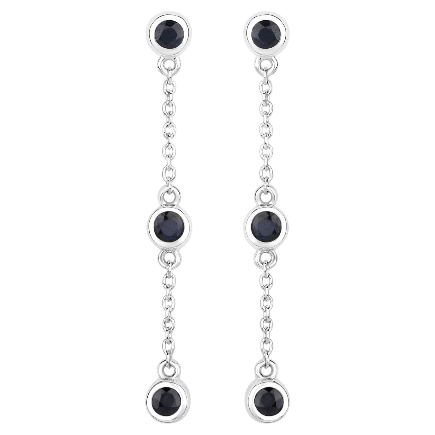 Blue Sapphire Earrings 0.64 Carats Sterling Silver