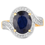 Blue Sapphire Ring With Diamonds 4.66 Carats 14K Yellow Gold
