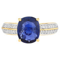 Blue Sapphire Ring With Diamonds 2.6 Carats 18K Yellow Gold