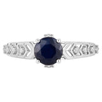 Blue Sapphire Ring With Diamonds 1.1 Carats 10K White Gold
