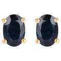 Blue Sapphire Stud Earrings 0.94 Carats 10K Yellow Gold