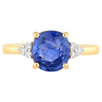 Blue Sapphire Ring With Diamonds 2.4 Carats 18K Yellow Gold