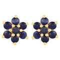 Blue Sapphire Stud Earrings 0.82 Carats 10K Yellow Gold