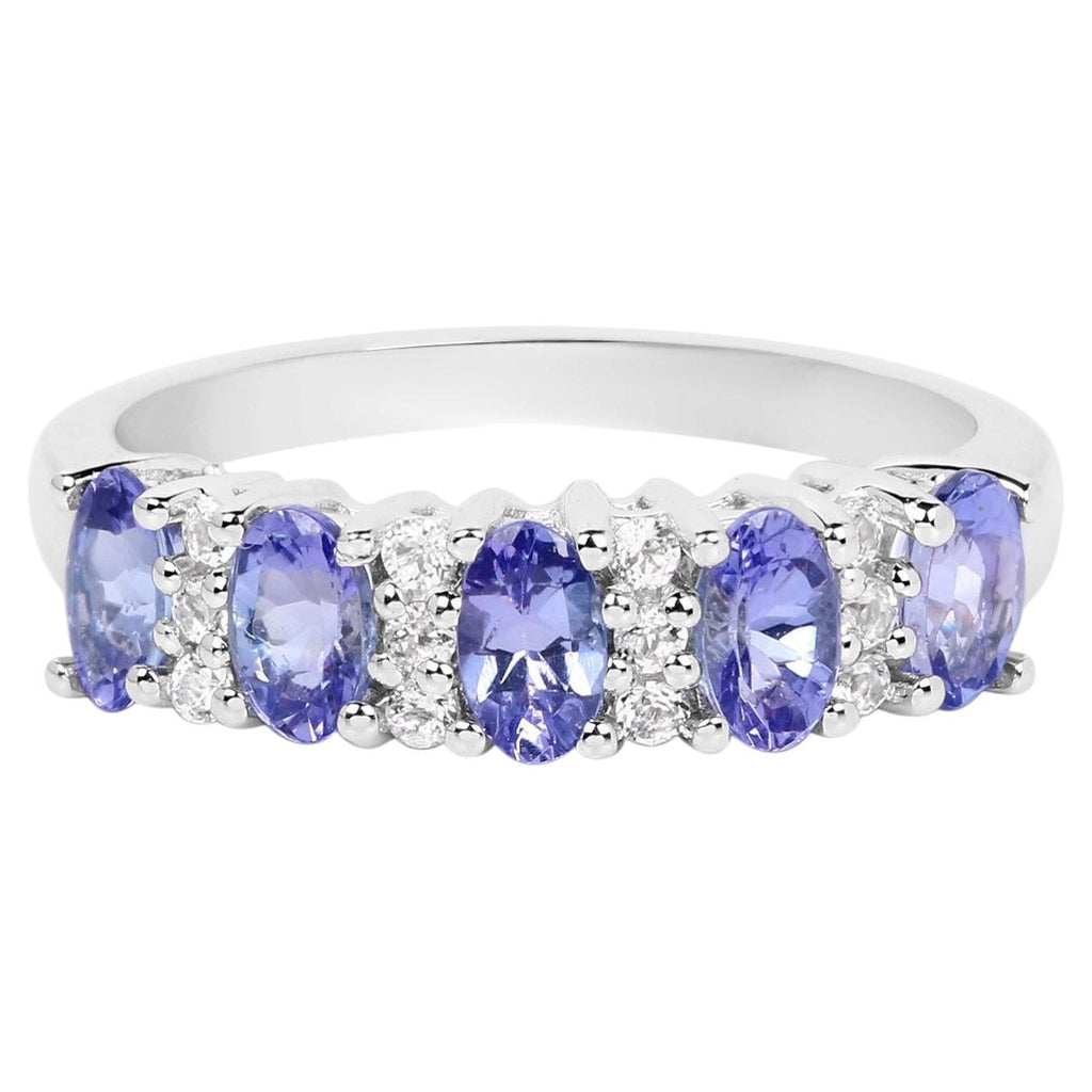 Tanzanite Ring With White Topaz 1.46 Carats Sterling Silver