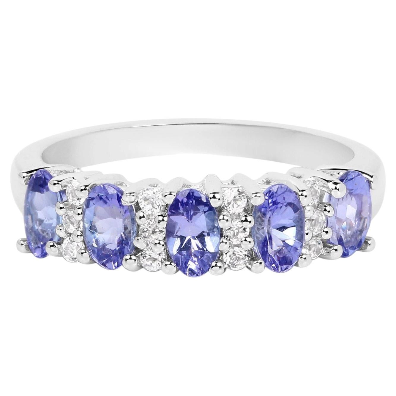 Tanzanite Ring With White Topaz 1.46 Carats Sterling Silver