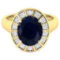 Blue Sapphire Ring With Diamonds 5.18 Carats 14K Yellow Gold