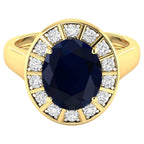 Blue Sapphire Ring With Diamonds 5.18 Carats 14K Yellow Gold