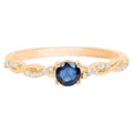 Blue Sapphire Ring With Diamonds 0.32 Carats 10K Yellow Gold