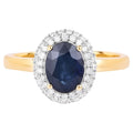 Blue Sapphire Ring With Diamonds 1.82 Carats 14K Yellow Gold