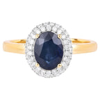 Blue Sapphire Ring With Diamonds 1.82 Carats 14K Yellow Gold