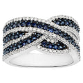 Blue Sapphire Ring With Diamonds 1.5 Carats Sterling Silver