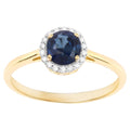 Blue Sapphire Ring With Diamonds 1.04 Carats 14K Yellow Gold
