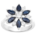 Blue Sapphire Ring With White Topaz 2.04 Carats Sterling Silver