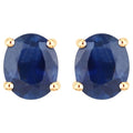 Blue Sapphire Stud Earrings 0.66 Carats 14K Yellow Gold