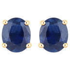 Blue Sapphire Stud Earrings 0.66 Carats 14K Yellow Gold