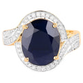 Blue Sapphire Ring With Diamonds 6.5 Carats 14K Yellow Gold