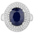 Blue Sapphire Ring With Diamonds 4.78 Carats 14K White Gold