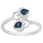 Blue Sapphire Ring With Diamonds 0.3 Carats 14K White Gold