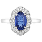 Blue Sapphire Ring With Diamonds 2.5 Carats 18K White Gold