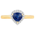 Blue Sapphire Ring With Diamonds 0.7 Carats 14K Yellow Gold